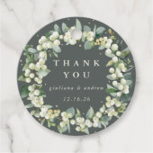 Elegante grüne Snowberry+Eucalyptus Wreath Wedding Geschenkanhänger (Vorderseite)