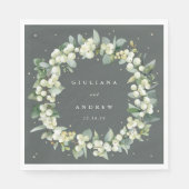 Elegante grüne Snowberry+Eucalyptus Wreath Wedding Serviette (Vorderseite)