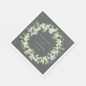 Elegante grüne Snowberry+Eucalyptus Wreath Wedding Serviette (Ecke)