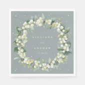 Elegante grüne Snowberry+Eucalyptus Wreath Wedding Serviette (Vorderseite)