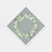 Elegante grüne Snowberry+Eucalyptus Wreath Wedding Serviette (Ecke)