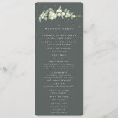 Elegante grüne Snowberry+Eukalyptus Stem Wedding Programm (Rückseite)