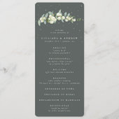 Elegante grüne Snowberry+Eukalyptus Stem Wedding Programm (Vorderseite)
