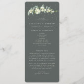 Elegante grüne Snowberry+Eukalyptus Stem Wedding Programm (Vorderseite)