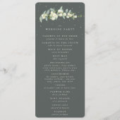 Elegante grüne Snowberry+Eukalyptus Stem Wedding Programm (Rückseite)