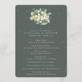 Elegante grüne Snowberry+Eukalyptus Winter Wedding Programm (Vorderseite)