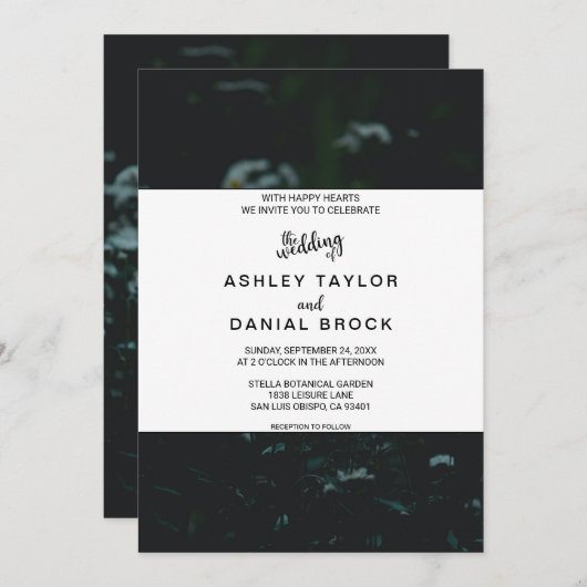 Elegante grüne Sonnenblume Blumen Sommer Hochzeit Einladung (Vorne/Hinten)