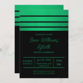 Elegante Grüne Streifen Masculine Geburtstag Einladung (Vorne/Hinten)