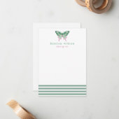 Elegante grüne Streifen & Schmetterling - Personal Mitteilungskarte (Vorderseite/Rückseite Beispiel)