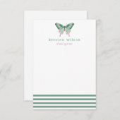 Elegante grüne Streifen & Schmetterling - Personal Mitteilungskarte (Vorne/Hinten)