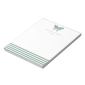 Elegante grüne Streifen & Schmetterling - Personal Notizblock (Rotiert)
