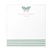 Elegante grüne Streifen & Schmetterling - Personal Notizblock (Vorderseite)