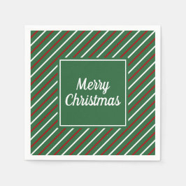Elegante grüne Streifen Weihnachten Serviette