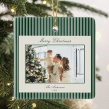 Elegante grüne Streifen Weihnachtsfoto