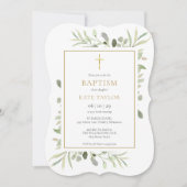 Elegante Grüne Taufe Christening Einladung (Vorderseite)