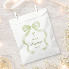 Elegante grüne Taufe Schleife Geschenktütchen