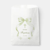 Elegante grüne Taufe Schleife Geschenktütchen (Vorderseite)