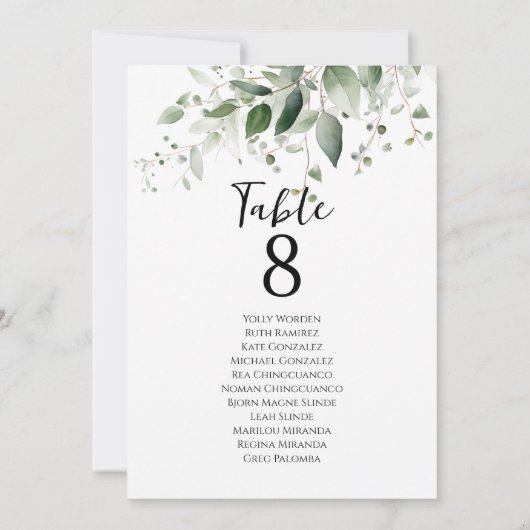 Elegante, grüne Tischnummer (Rückseite)