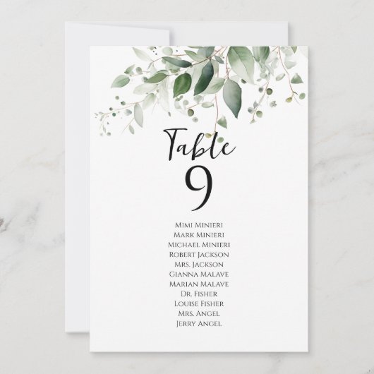Elegante, grüne Tischnummer (Vorderseite)
