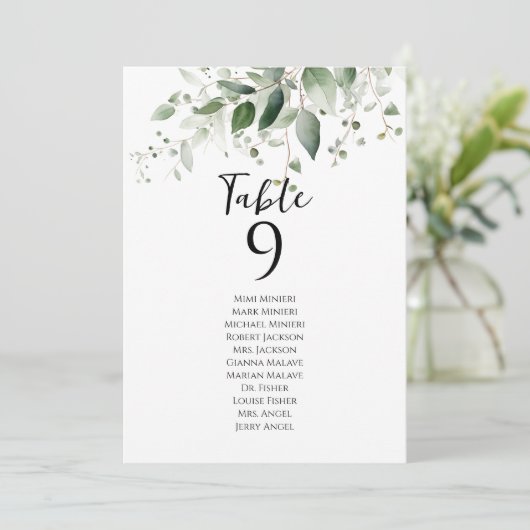 Elegante, grüne Tischnummer (Stehend Vorderseite)