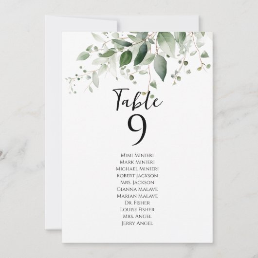 Elegante, grüne Tischnummer (Rückseite)