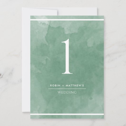 Elegante grüne Tischnummer (Rückseite)