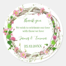 Elegante Grüne Tree Blätter Custom Wedding Runder Aufkleber