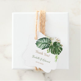 Elegante grüne Tropical Monstera Blätter Hochzeit Geschenkanhänger