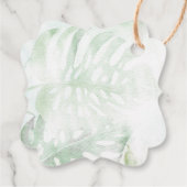 Elegante grüne Tropical Monstera Blätter Hochzeit Geschenkanhänger (Rückseite)