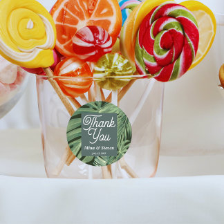 Elegante grüne tropische botanische Dankeschön für Runder Aufkleber