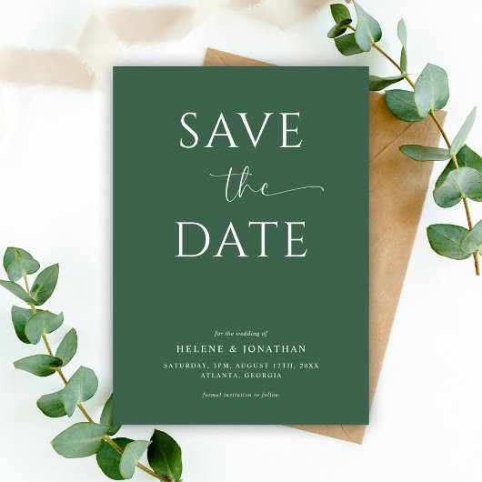 Elegante grüne Typografie Moderne Minimalistische  Save The Date