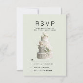 Elegante, grüne UAWG mit Blumenkuchen Einladung (Vorderseite)