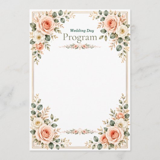 Elegante grüne und cremefarbene Hochzeit Programm (Vorderseite)