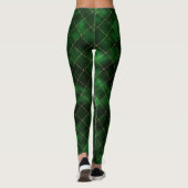 Elegante grüne und goldene Diamanten Leggings (Rückseite)