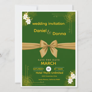 Elegante grüne und goldene florale Hochzeitseinlad Einladung