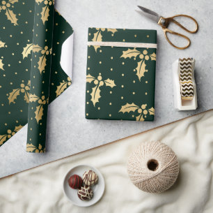 Elegante grüne und goldene Folie Weihnachts-Stechp Geschenkpapier