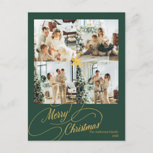 Elegante grüne und goldene Frohe Weihnachten Foto