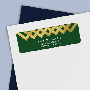 Elegante grüne und goldene geometrische Adresse fü