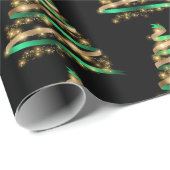 Elegante grüne und goldene Ribbon Tree Weihnachten Geschenkpapier (Rolleneckpunkt)
