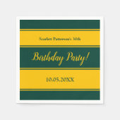 Elegante grüne und goldene Streifen Moderne Geburt Serviette (Vorderseite)