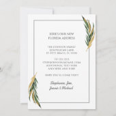 Elegante grüne und goldene Tropical Bouquet Neue Z Ankündigung (Rückseite)