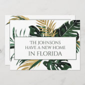 Elegante grüne und goldene Tropical Bouquet Neue Z Ankündigung (Vorne/Hinten)