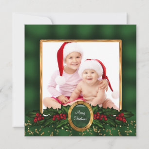 Elegante grüne und goldene Weihnachtskarten mit St Feiertagskarte