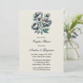 Elegante grüne und graue Bouquet Couples Dusche Einladung (Stehend Vorderseite)