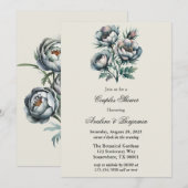 Elegante grüne und graue Bouquet Couples Dusche Einladung (Vorne/Hinten)