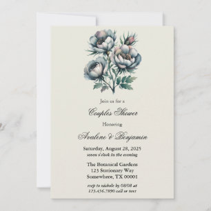 Elegante grüne und graue Bouquet Couples Dusche Einladung