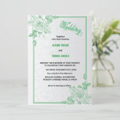 Elegante grüne und graue klassische Script-Hochzei Einladung (Stehend Vorderseite)