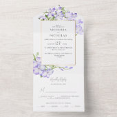 Elegante Grüne und Lila Wisteria Wedding All In One Einladung (Innen Boden)