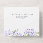 Elegante Grüne und Lila Wisteria Wedding All In One Einladung (Rückseite)