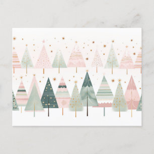 Elegante grüne und pinke Weihnachtsbäume Postkarte